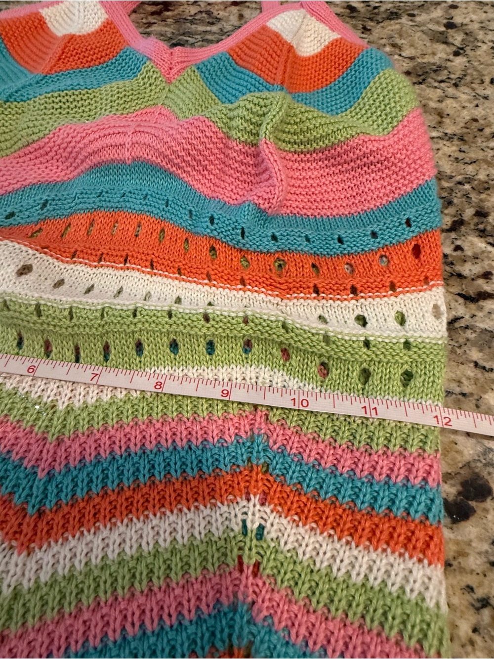 Crave Fame crochet knit sleeveless mini dress pastel retro 70s SM - Picture 9 of 12